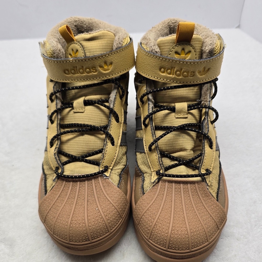 Adidas Superstar Winter Boots Mesa Brown Shell Toe Faux Fur Lined Kids Size 1